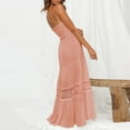 thumbnail image 6 of Summer Dresses For Women 2024 Vacation Fashion Bohemian Strapless Off Shoulder Lace Trim Backless Flowy A Line Beach Long Maxi Dress, 6 of 6