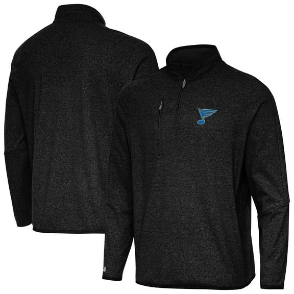Men's Antigua Heather Black St. Louis Blues Certain Tri-Blend Quarter-Zip Top