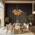 thumbnail image 4 of Fahomiss Asymmetric Acoustic Wood Slat Wall Tiles 4-Pack 24"x24", Walnut 3D Linear Panels, 4 of 10