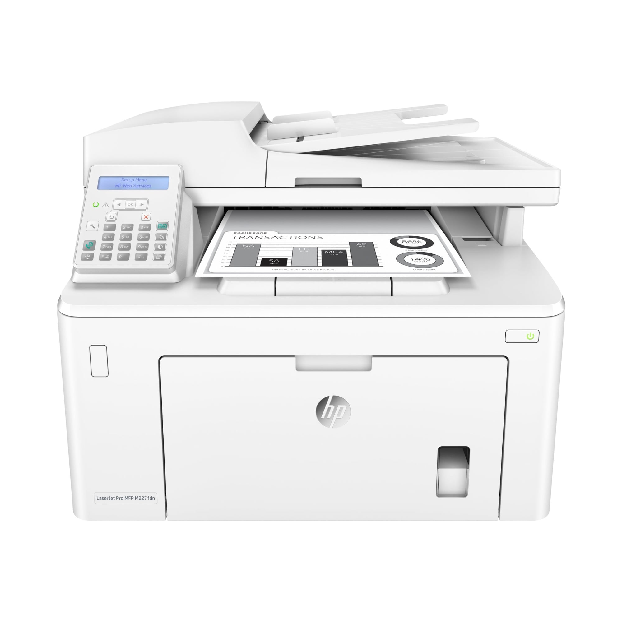 HP LaserJet Pro MFP M227fdn Laser Printer, Black And White Mobile Print, Copy,