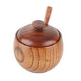 thumbnail image 3 of Tarro de madera maciza para especias, azucarero con cuchara y tapa para utensilios de cocina, 1 ud., 3 of 14
