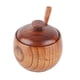 thumbnail image 3 of 1 tarro de madera maciza para especias, condimento, azucarero con cuchara y tapa para herramientas de cocina, 3 of 15