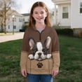 thumbnail image 5 of COEQINE Girls Quarter Zip Pullover Sweatshirt, Long Sleeve Loose Fit Pullover with Collar, Machine Washable Polyester Sweatshirt for Kids 5-6 Years Old, Boston Terrier Paw Brown, 5 of 7