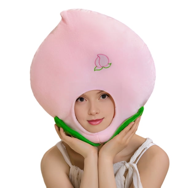 Capucha fotográfica con forma de fruta colorida y brillante, suave felpa, para la cabeza, con apertura para la cara, accesorio para fiesta de disfraces de celebridades de Internet