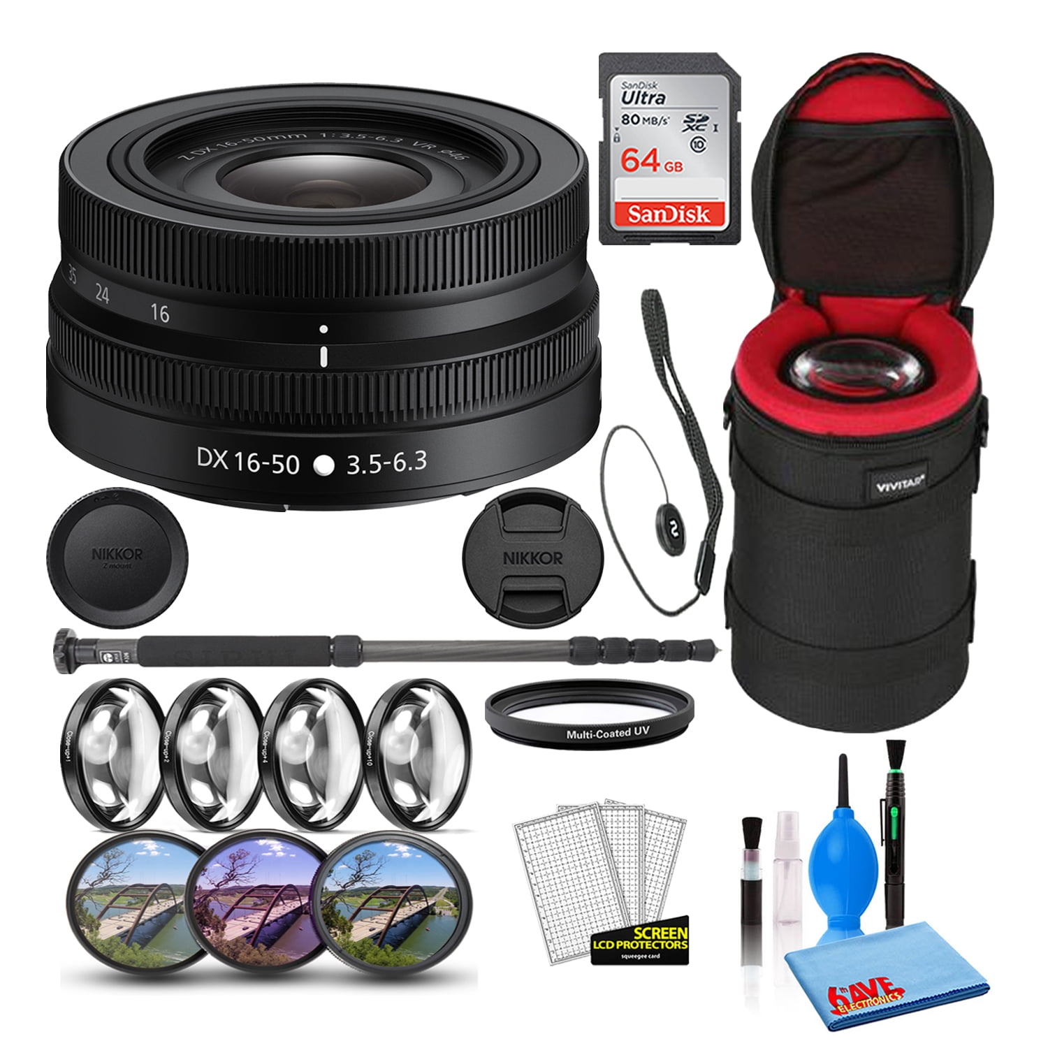 Nikon AF-S DX NIKKOR 35mm f/1.8G Lens 2183 +3PC FILTER + 64GB