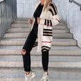 thumbnail image 1 of Qertyioot Pull Long à Manches Longues Décontracté Rayé Tendance pour Femmes Hiver Cardigan Blouse Tops, 1 of 6