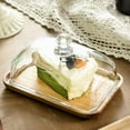 thumbnail image 5 of Wooden Butter Dish With Clear Glass Lid, Stylish Rectangular Display Tray, For Butter, Block Of Cream Cheese, Serving Dish, Vintage Kitchen Accessory, 5 of 9