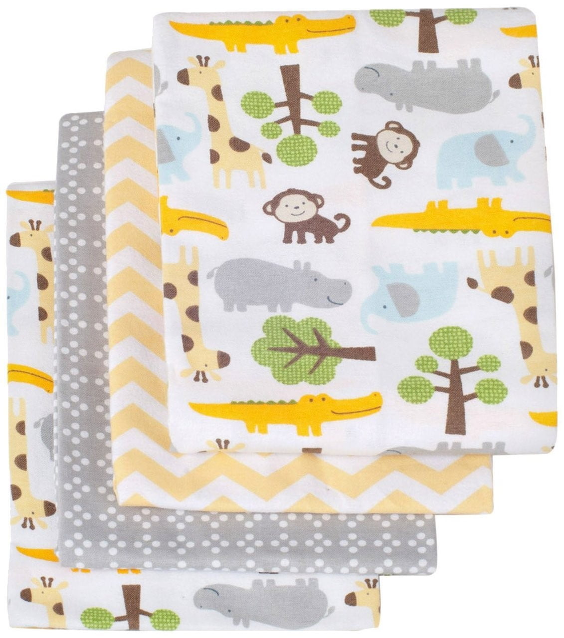 Carter's Receiving Blanket, Green/Yellow Safari, 4 Count