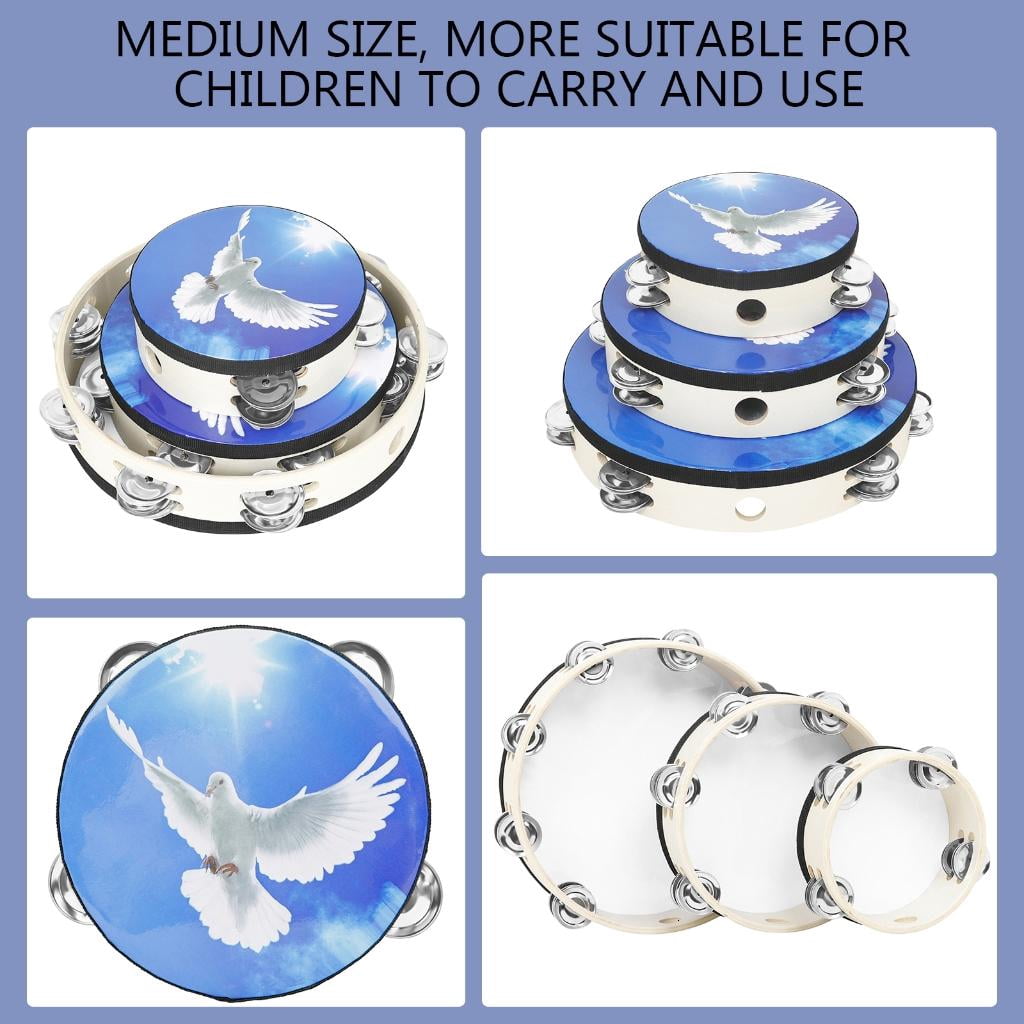 Yihuala 6/8/10 inch Tambourine Drum Educational Tambourine Round Percussion For Party Dancing Toy Musical Instrument
