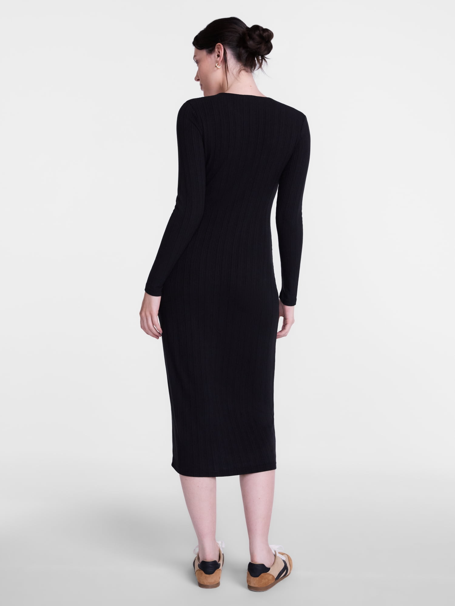 Scenario Women's Cardigan Midi Dress with Long Sleeves, Sizes XS-XXXL