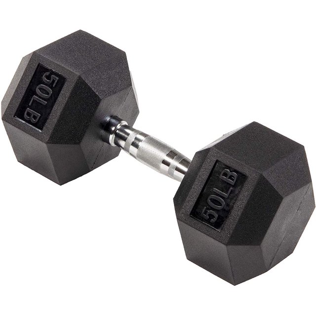 Rubber Encased Hex Dumbbell in Pairs Singles or Set