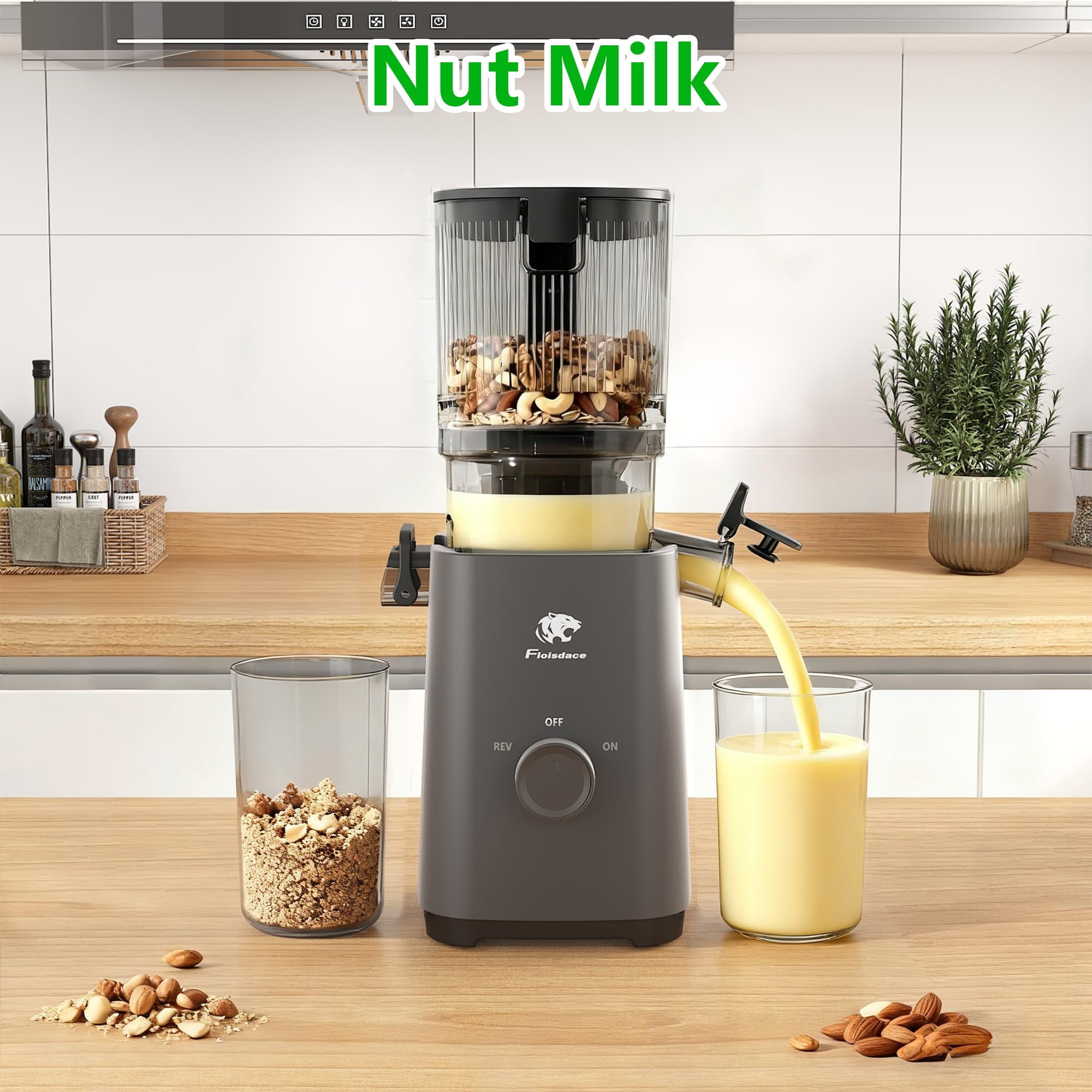 Cofiyard Cold Press Juicer, Juicer Machines with 5.4" Large Feed Chute,200 Watts Slow Masticating Fit Whole Vegetables and Fruits 99% Juice Yield,35 DB Ultra Quiet,Extra one Replace juicer strainer