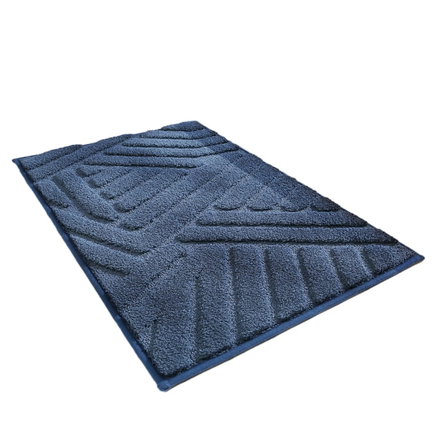 Matsuzay Lujosa alfombra para baño: elegante y fácil de limpiar Alfombra de baño antideslizante que ahorra espacio Juegos de accesorios de baño azul