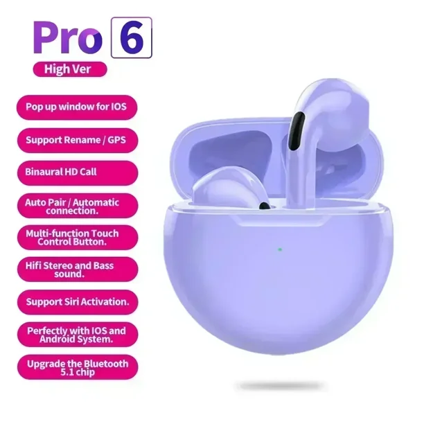 Nuevos auriculares inalámbricos Pro 6 TWS con micrófono, auriculares Bluetooth, auriculares deportivos para correr para Apple iPhone Xiaomi Pro6