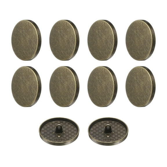 Uxcell 10pcs 48L Metal Round Flat Sewing Buttons 30mm Alloy Shank Craft Replacement Button for Men Women Suit Woolen Coat Shirt Trousers Sewing Crafts, Bronze