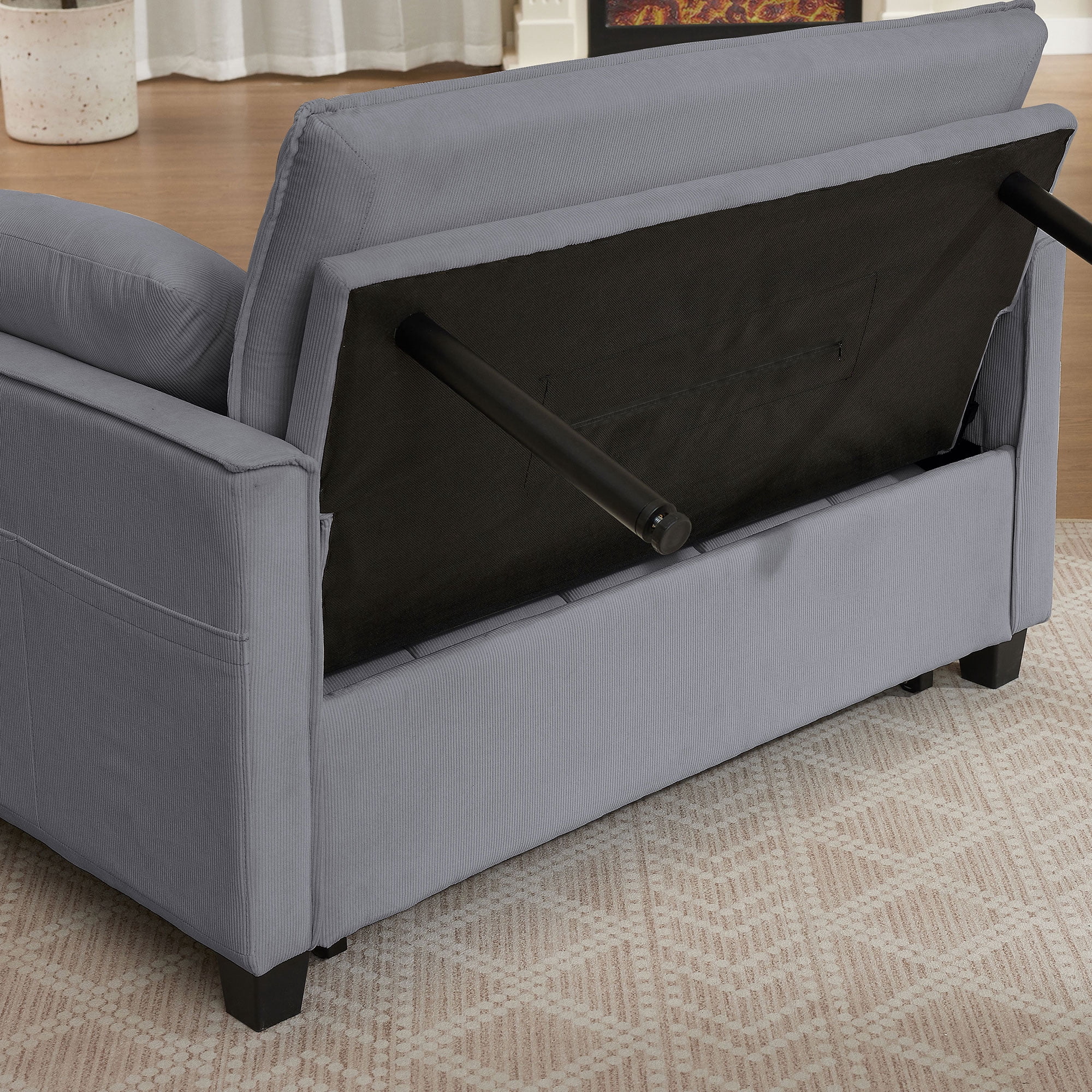 Pingliang Home Convertible Loveseat Reclining Sleeper Sofa Pull Out Bed,2 Seat Small Couch with Storage Side Pockets,for Living Room Apartment Office Studio
