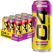 C4 Performance Energy Drink, Popsicle Variety Pack Flavor, Zero Sugar, Carbonated, 16 fl oz Can, 12 Pack