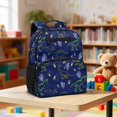 thumbnail image 2 of Jeiento Dinosaur Preschool Toddler Bag for Girls 2-5, 13.5 Inch Lightweight Kids Backpack, 5 Pocket Bookbag with 2 Mesh Side Pockets for Water & Snacks, Blue, 2 of 7