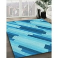 thumbnail image 2 of Ahgly Company Indoor Round Patterned Neon Blue Area Rugs, 3' Round, 2 of 6