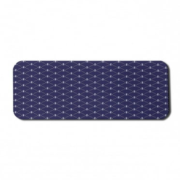 Anchor Computer Mouse Pad, Checkered Pattern with Chain and Marine Ocean Cruise Vacation, Rectangle Non-Slip Rubber Mousepad Large, 31" x 12" Gaming Size, Royal Blue White, by Ambesonne