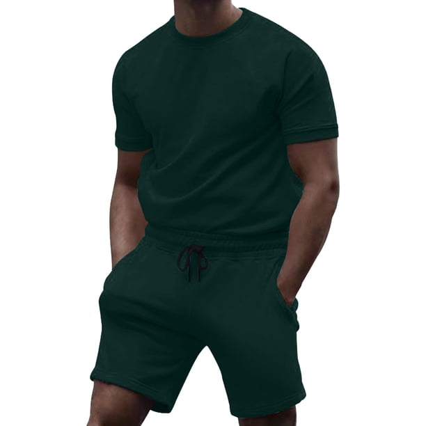 Conjuntos cortos Cagnkofi para hombre, conjuntos de 2 piezas, chándales de verano, camisetas y pantalones cortos casuales de manga corta con cuello redondo, chándal