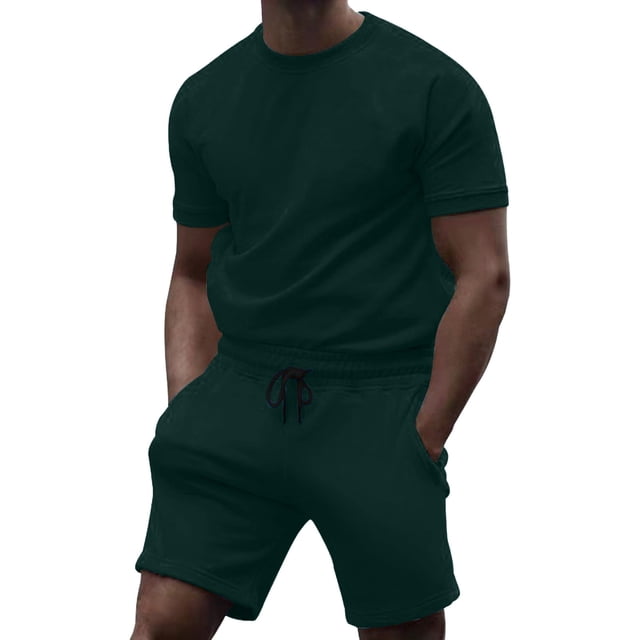 Conjuntos cortos Cagnkofi para hombre, conjuntos de 2 piezas, chándales de verano, camisetas y pantalones cortos casuales de manga corta con cuello redondo, chándal