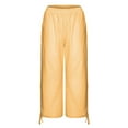 thumbnail image 4 of Pantalon Décontracté en Lin pour Femmes, Jambe Droite, Taille Élastique, Ample et Confortable, avec Poches, 4 of 9