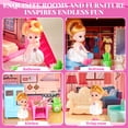 thumbnail image 3 of Doll House OCTERIC 11 habitaciones con muñecas, cachorros y muebles, color rosa, 3 of 6