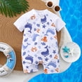 thumbnail image 4 of Lullu Newborn Boys Zipper Short Sleeve Rash Guard One Piece Bathing Suit UPF 50+ Swimsuit, 4 of 8