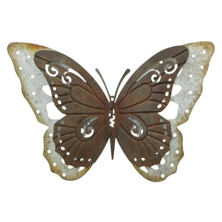19 in Metal Rustic Silver  Butterfly Wall  Decor  Walmart  com