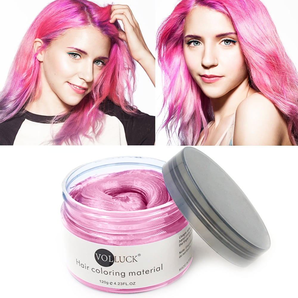Pink Hair Coloring Wax Temporary Hair Clay Pomades  oz,Natural Hair Dye  Material Disposable Hair Styling Clay Ash for Cosplay,Halloween,Party -  