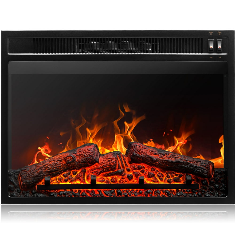 BELLEZE 23" 1400W 3D Infrared Embedded Fireplace Electric Insert Heater