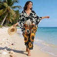thumbnail image 6 of DISNIMO Kaftan Dress for Women Highland Cow Sunflower Print Plus Size V-Neck Beach Cover Up Batwing Sleeve Caftan Long Cover Ups for Bathing Suit Casual Loose Swimsuit Cover up, 6 of 7