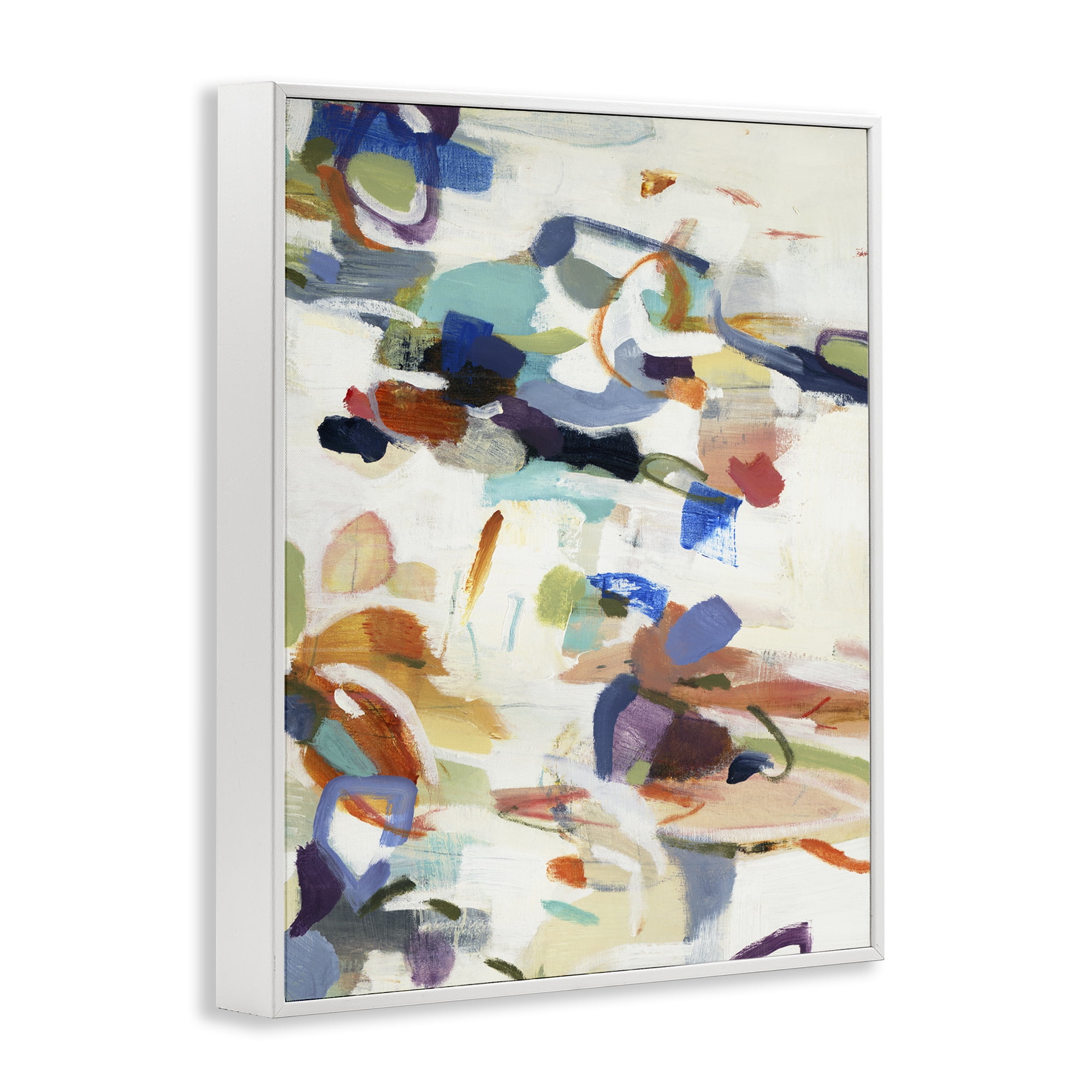 Stupell Industries Flowing Stippled Brushstrokes White Framed Giclee Art, design by Lisa Ridgers