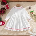 thumbnail image 4 of mgoYE Toddler Infant Baby Girl Christmas Outfit Doll Collar Embroidery Smocked Dress Fall Xmas Outfit(White,18-24 Months), 4 of 7