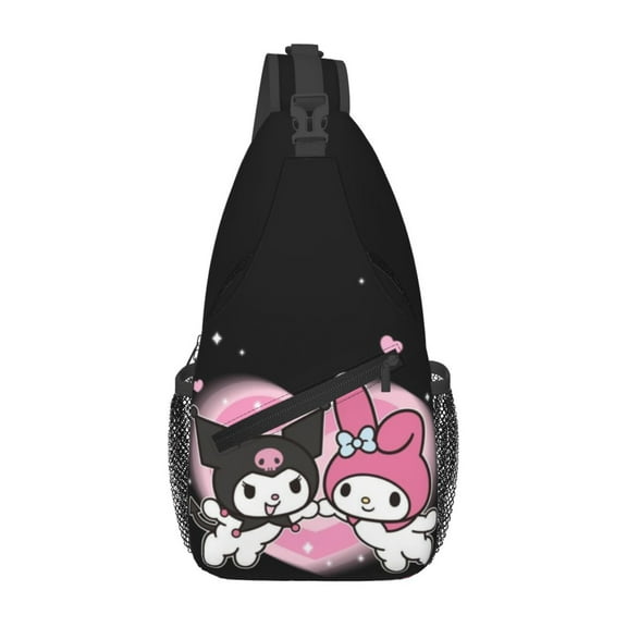 Kuromi & My Melody Sling Bag Unisex Crossbody Backpack Casual Cross Chest Bag Diagonally Shoulder Chest Pack