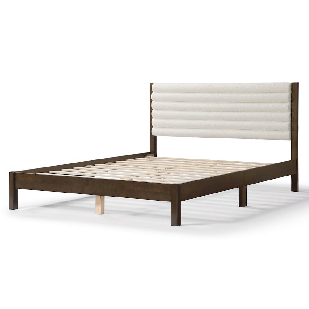 Starlight Canyon Home White Boucle Upholstered Queen Bed Frame with Headboard - Modern Design