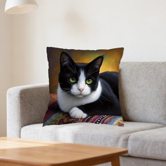 Cute Cat Pillowcase Soft Plush Pet Lover Gift Decorative Throw Pillow Cover for Bedroom Sofa Living Room Home Decor Cozy Accent Pillow
