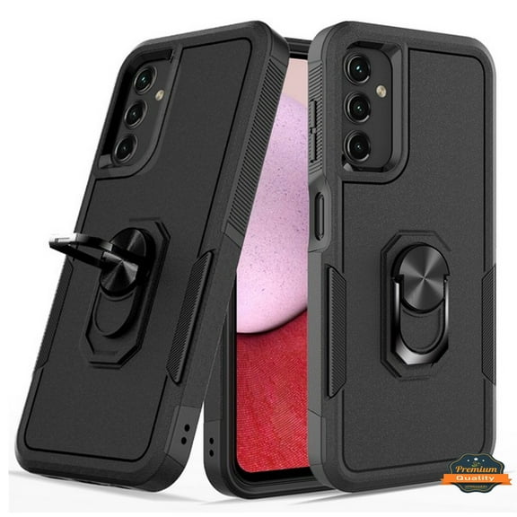 For Samsung Galaxy A55 5G Heavy Duty Hybrid Rugged 2in1 Shockproof Protective with Magnetic Ring Stand Holder Phone Case Cover by Xpression - Black