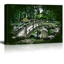 wall26 - Canvas Print Landscape Wall Art - Vintage Oriental Stone Bridge and Garden - Gallery Wrap Modern Home Art | Ready to Hang -32x48 inches