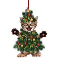 thumbnail image 1 of Adorno de árbol de Navidad con forma de gato, adorno plano con luz de gato, regalo decorativo para amantes de los gatos, 1 of 7
