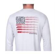 The American Outdoorsman Men's Lightweight UPF 50+ UV Sun Protection Outdoor Long Sleeve Breathable Water Print Shirt (Flag - Fog Grey, Large)