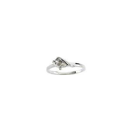 Sterling Silver Polished Unblossomed Rose Chastity Ring - Ring Size: 4 to (Best Way To Polish Sterling Silver)