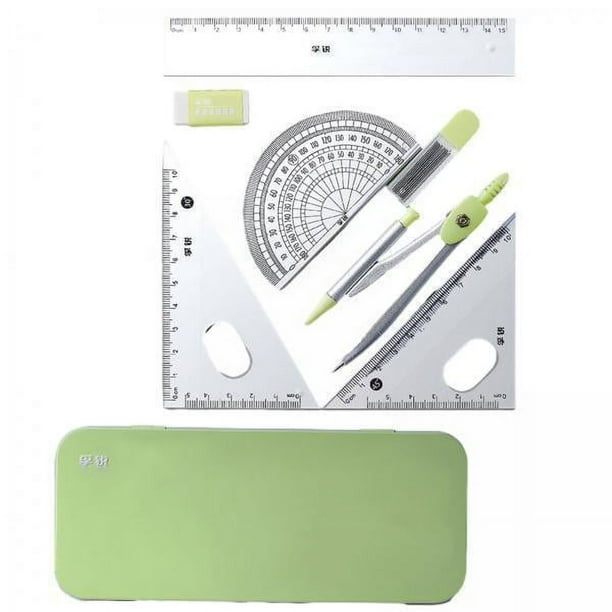 Equipo de geometría matemática,Juego de geometría y matemáticas,material para estudiantes,juego para profesores,Reglas Transportador Compás Lápiz Borrador,Regla triangular con estuche de