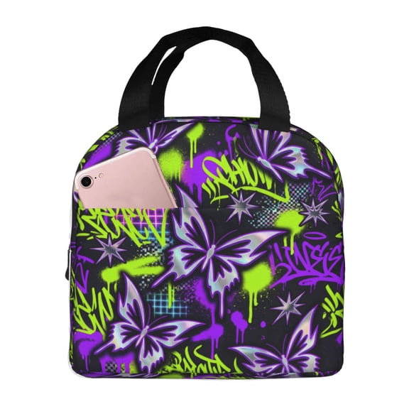 Butterfly Insulated Lunch Bag,Lightweight Lunch Box Portable Thermal Picnic Cool Bags ,Work,Office,Picnic,Camping