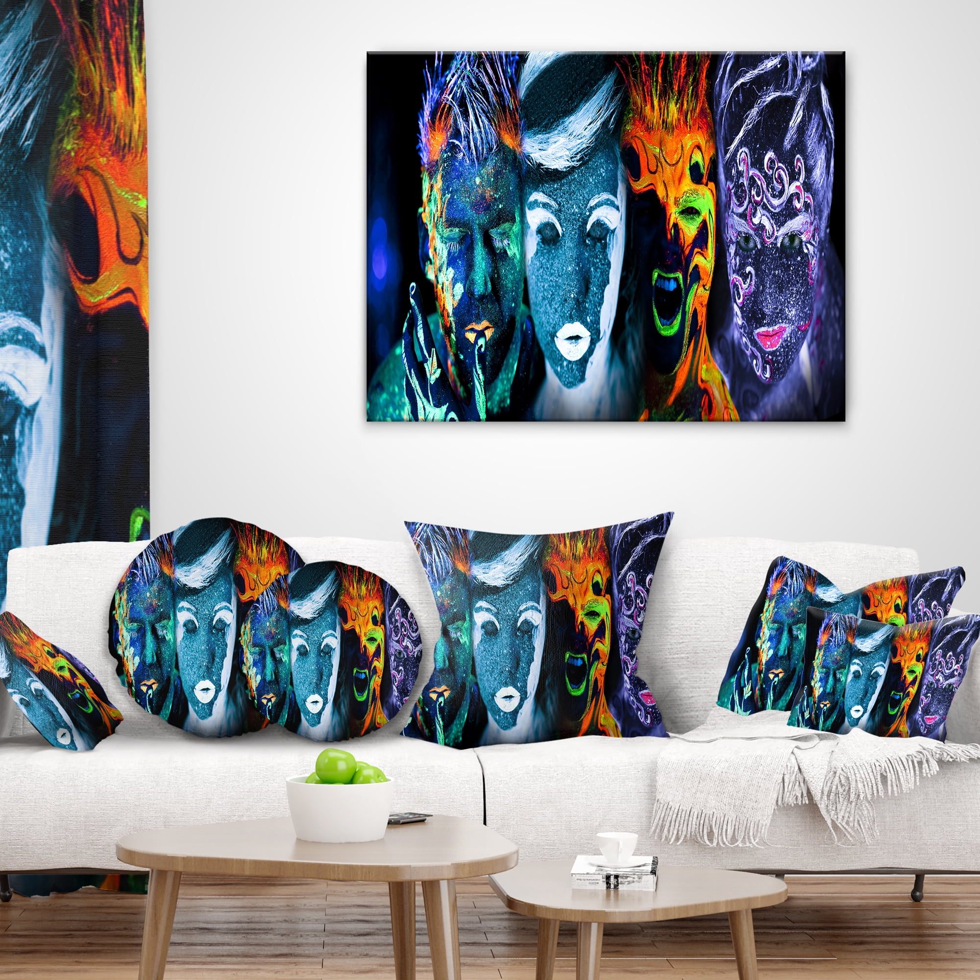 Designart Earth Fire Air and Water - Abstract Portrait Throw Pillow - 12x20