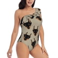thumbnail image 5 of Balery Cute Black Dog One Shoulder Swimsuits for Women Ruffle Swimsuits Tummy Control One Shoulder Bathing Suits-Medium, 5 of 8