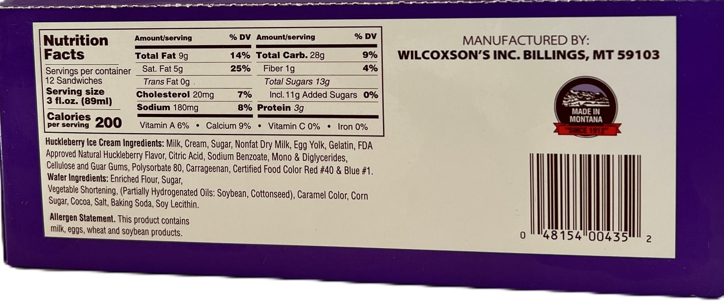 Wilcoxson's Huckleberry Ice Cream Sandwich