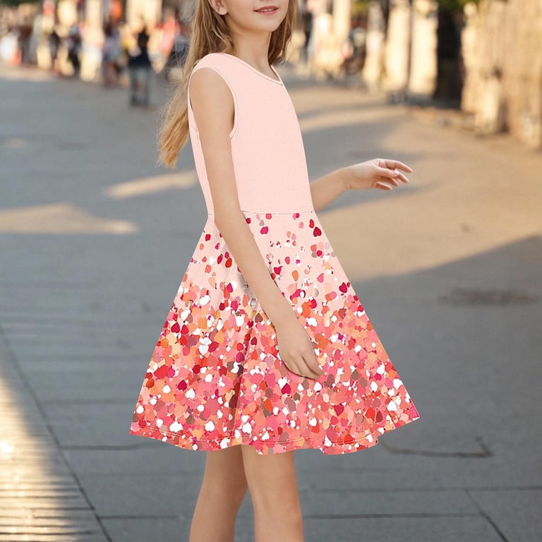 AUNVITO Girls Summer Sleeveless Dress with Sequins Print Round Neck Fitted Waist Casual Dress - Walmart.com AUNVITO Girls Summer Sleeveless Dress with Sequins Print Round Neck Fitted Waist Casual Dress - Walmart.com