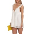 thumbnail image 2 of SUNSIOM Robe d'Été Volantée en Mousseline de Soie Cami Robe Dot V-Cou Dos Sleevess Tie-up A-Line Mini Robe, 2 of 6